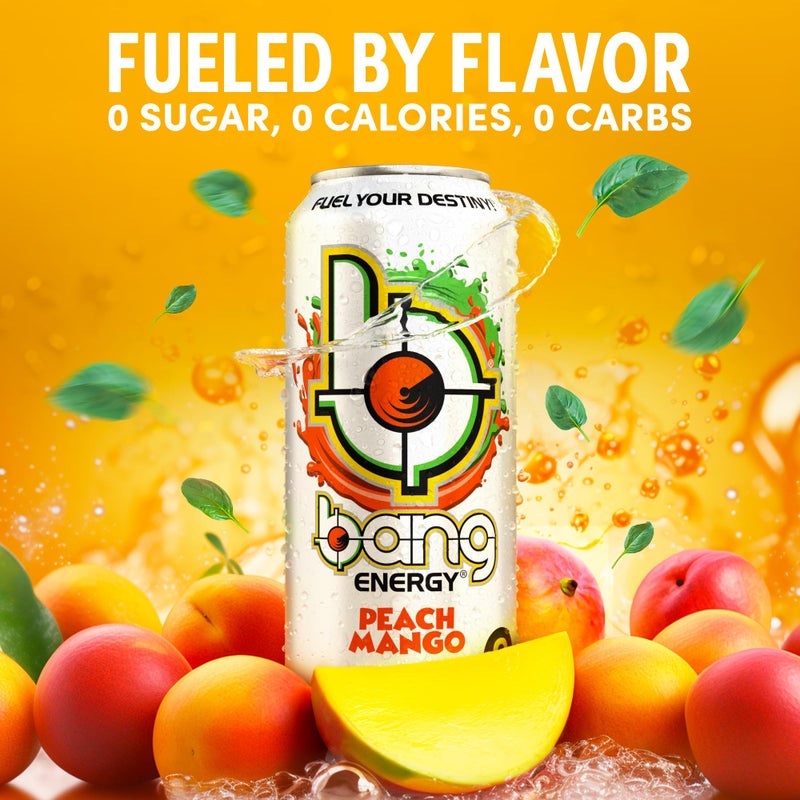 Bang Energy Peach Mango, Sugar-Free Energy Drink, 16-Ounce (Pack of 12) - Image 3